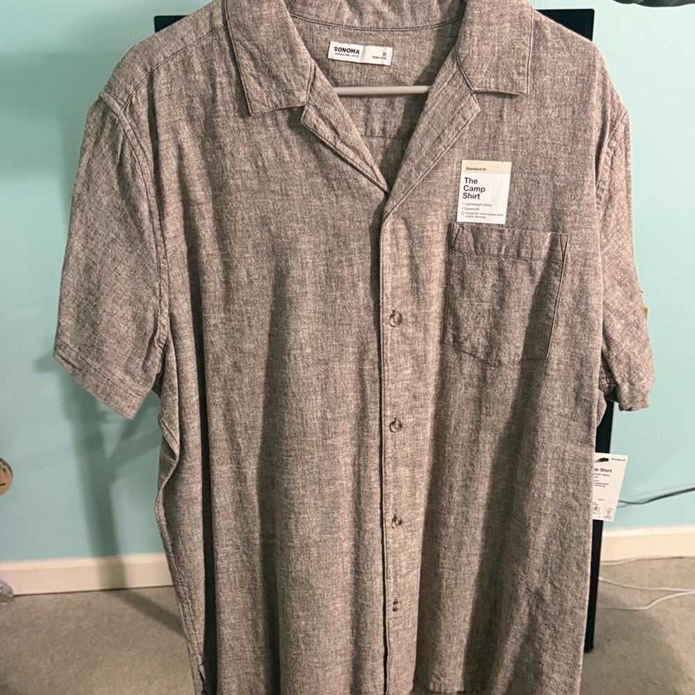 Sonoma Brown Casual Button Down Shirt